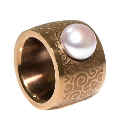 Edelstahl Ring mit Perle