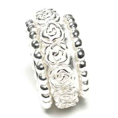 Fantasievoller Blumen Sterlingsilber Ring 15 mm