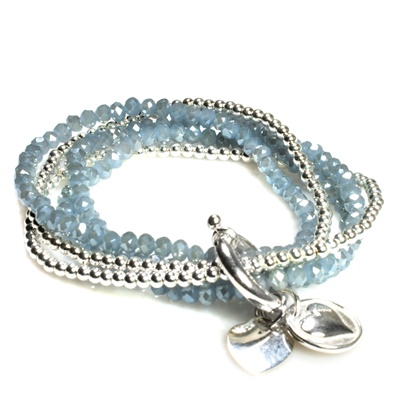 Elastisches Armband mit Silber und Swarovski 