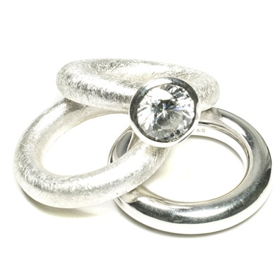 Silber Ring matt mit Perle