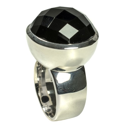 Silber Ring mit mit facettierten Onyx
