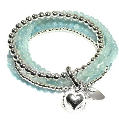 Elastisches Silberarmband mit Aquamarine 