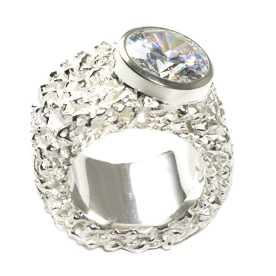 Silber Ring mit einer grossen Zirkonia