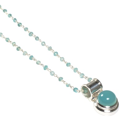 Silber Gliederkette mit Aquamarine