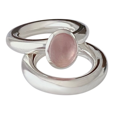 Silber Ring mit Rosenquarz