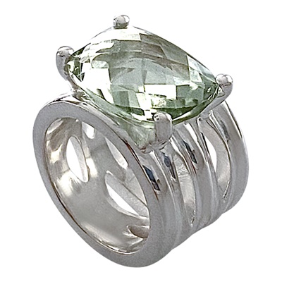 Silber Ring mit Prasolith