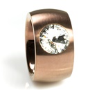 Brauner Edelstahl Ring mit Zirkonia