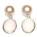 Unikat Ohrhänger Silber mit Süsswasser Perle und Pink Opal 
