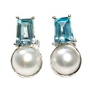 Unikat Silber Ohrringe mit Perle und Topas
