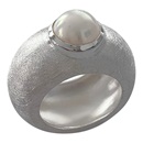 Silber Ring matt mit weiser Perle