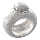 Silber Ring matt mit grauer Perle