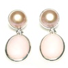 Unikat Ohrhänger Silber mit Süsswasser Perle und Pink Opal  (16ORNW308)