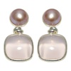 Unikat Silber Ohrringe mit Süsswasser Perle und Rosenquarz (17OR11119)